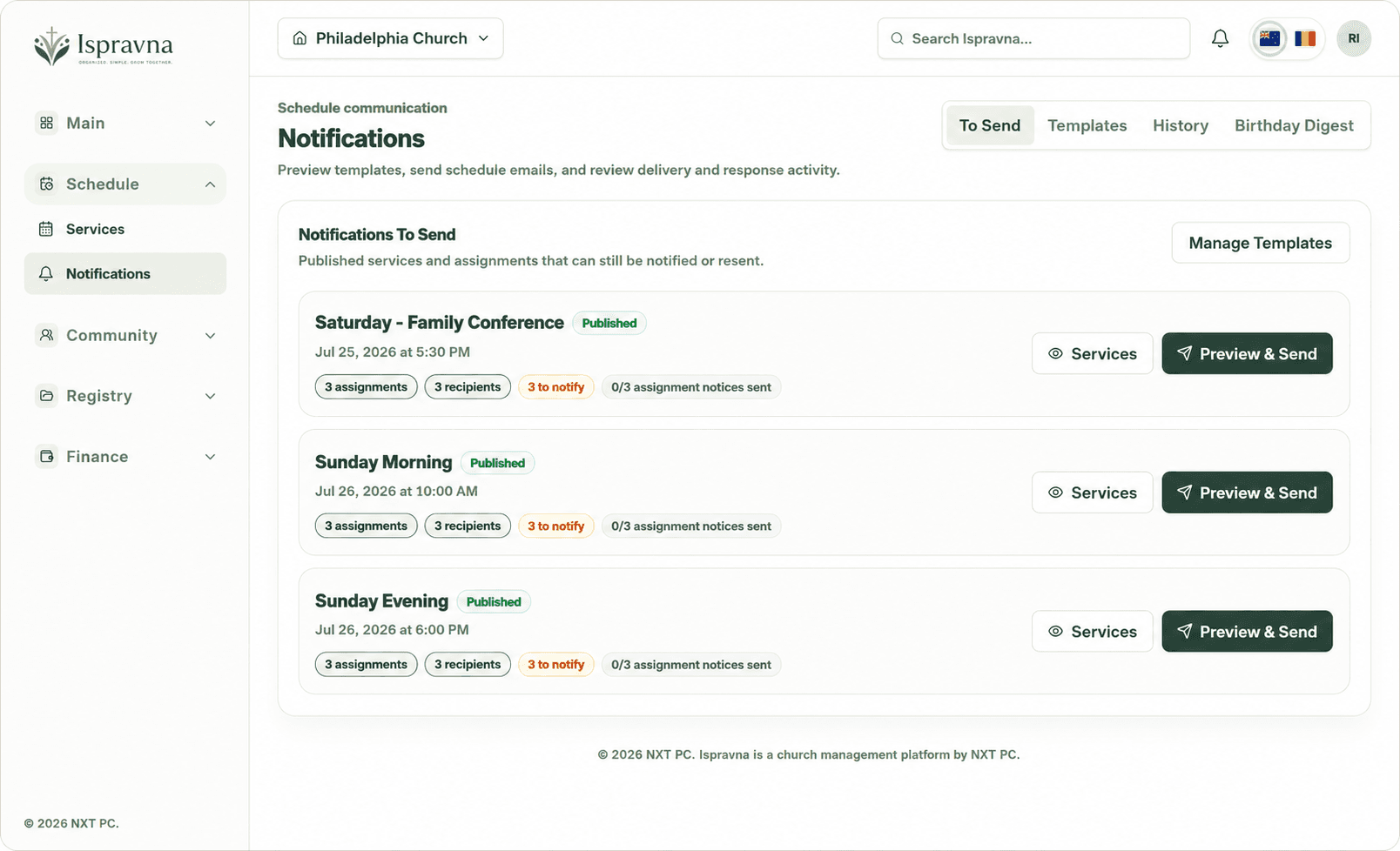 Ispravna notifications ready to send